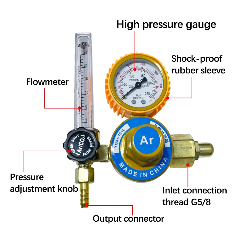 Mig Tig Welder Accessories Argon CO2 O2 Gas Pressure Regulator Pressure Reducer Regulator Valve Gas Pressure Regulating Valve