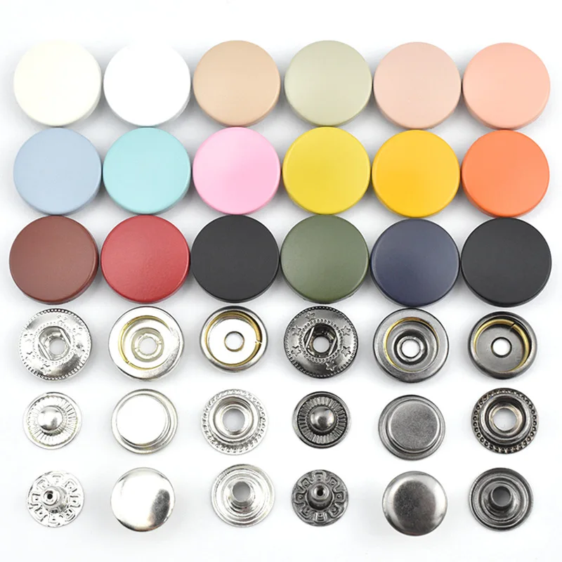 Heavy Duty Leather Snap Fasteners Kit 15mm Metal Snap Buttons Kit Press Studs 4 parts Snaps for Jeans Jackets Bracelets Bags
