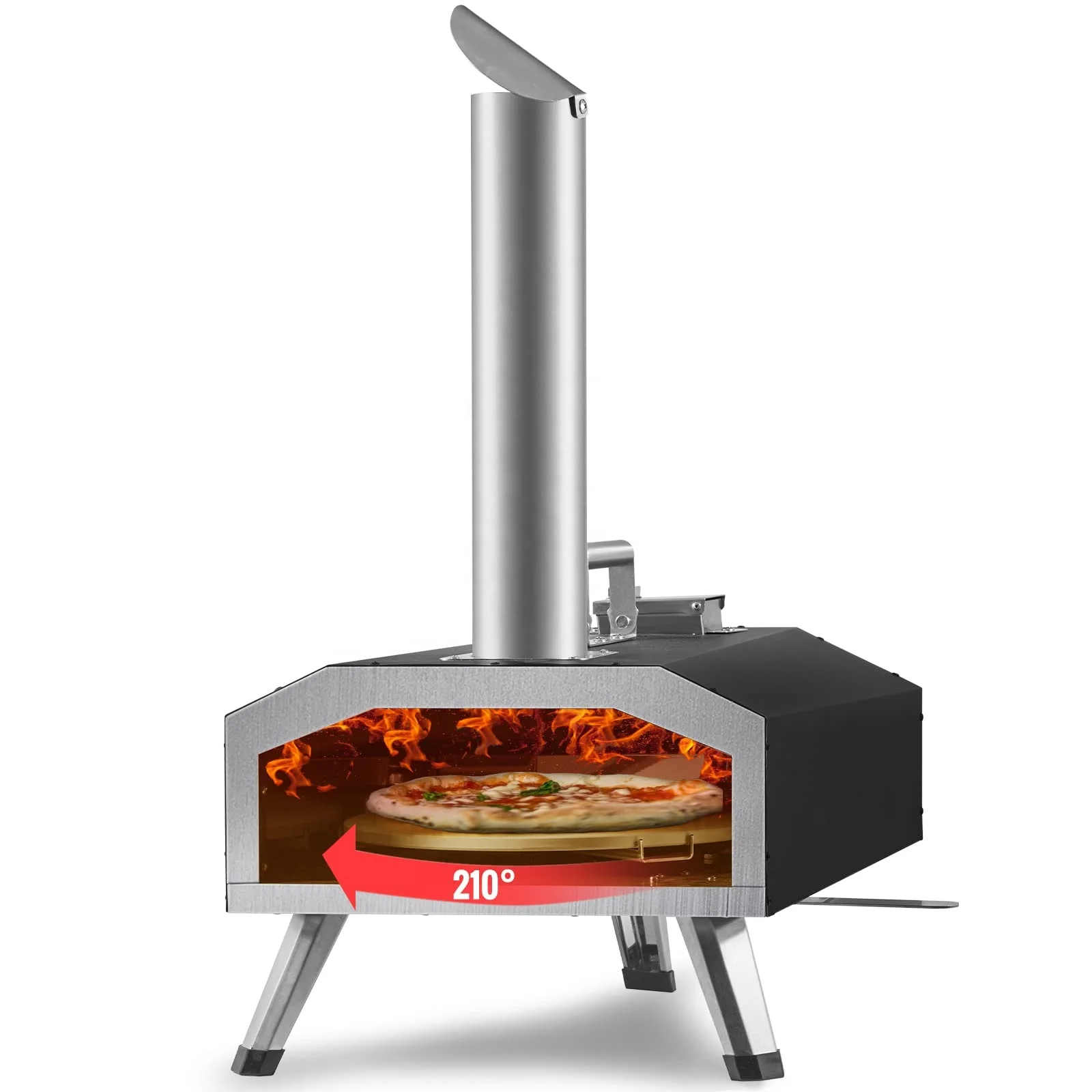 New Fashion Design Outdoor Pizza Gas and Wood Fire oven Manual Rotating Pizza Stone Support Custom Size