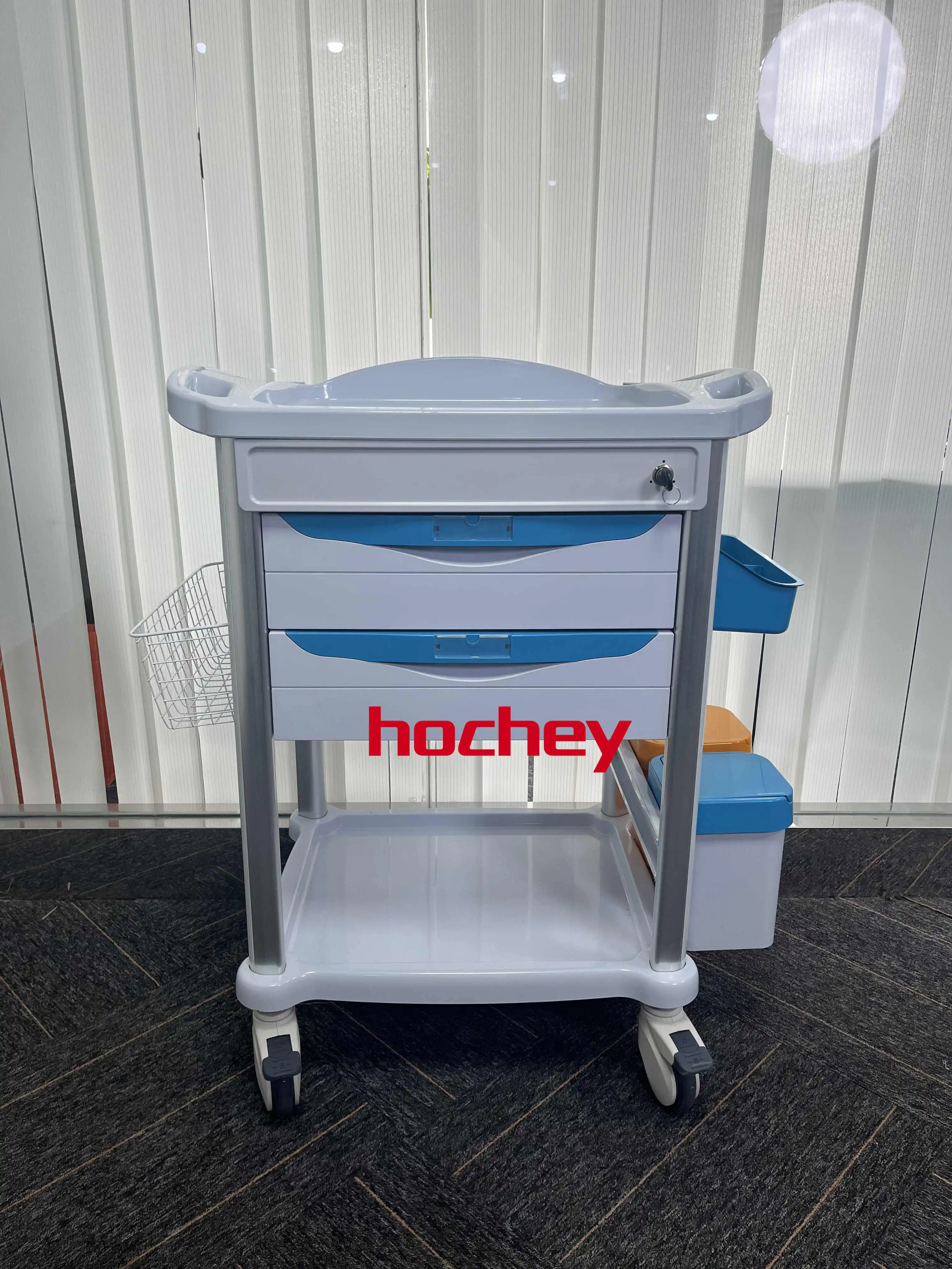 MT MEDICAL Emergency Mobile Trolley Cart ABS Plastic Hospital Furniture with Drawers for Clinics and Hospitals