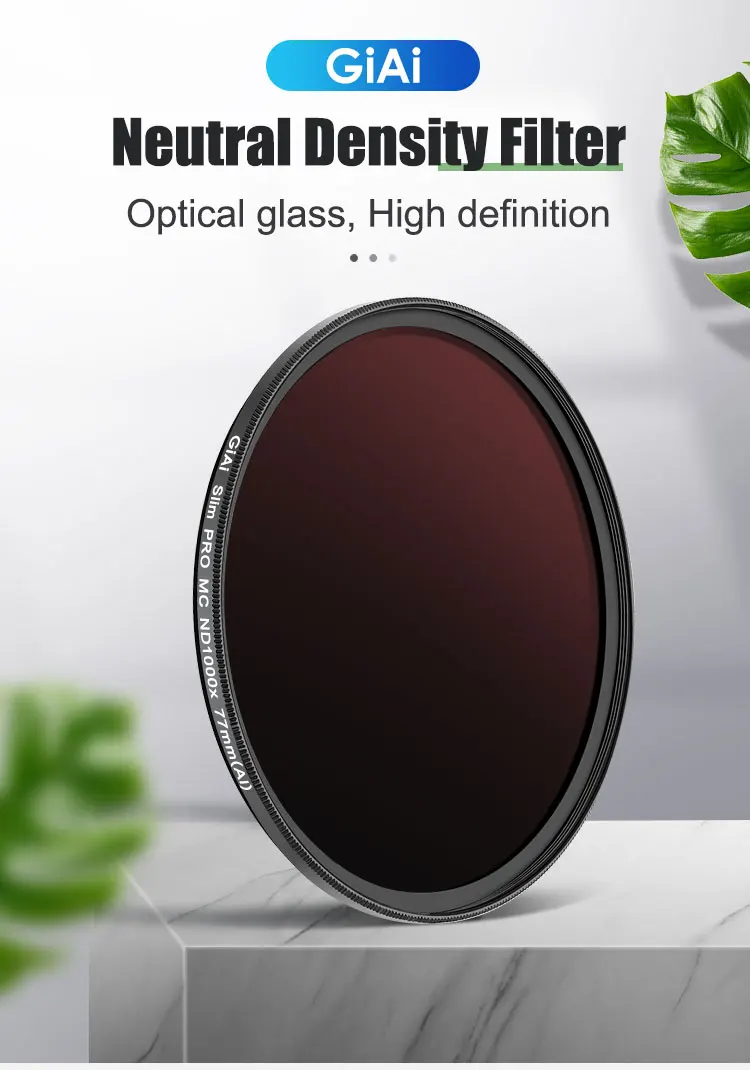 GiAi MRC ND1000 52/58/62/67/72/77/82mm Camera ND Filter Lens Ultra Thin UHD Glass Neutral Density Filter for Nikon Sony Canon