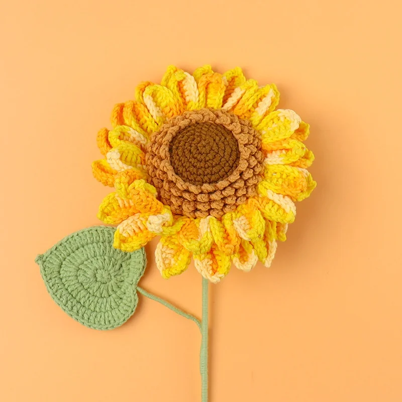 H346 Home decoration wool crochet with seeds large sunflower simulation flower creative weaving sunflower everlasting flower