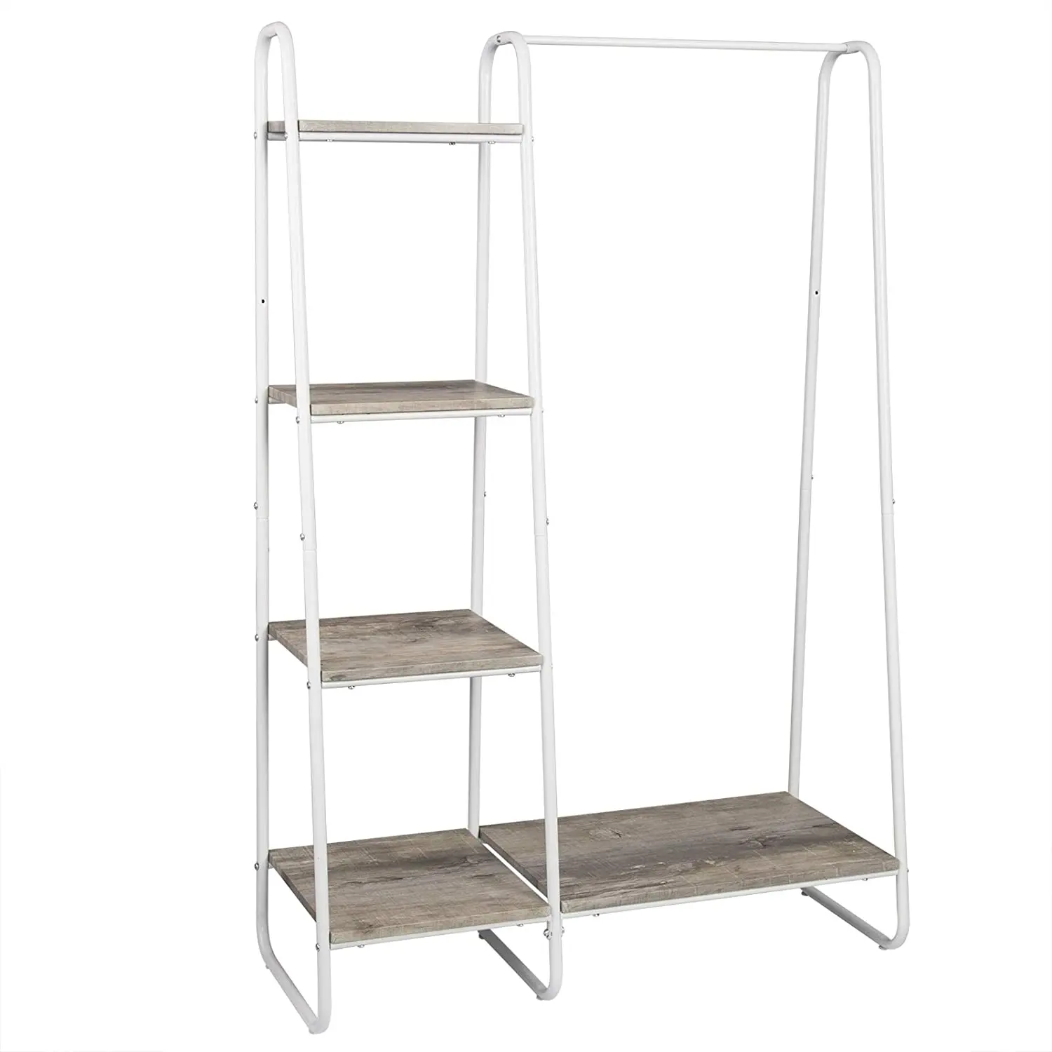 Modern Metal and Wood Clothes Stand with Shoe Rack Coat Hanger Stand for Home Hall or School Living Room Furniture
