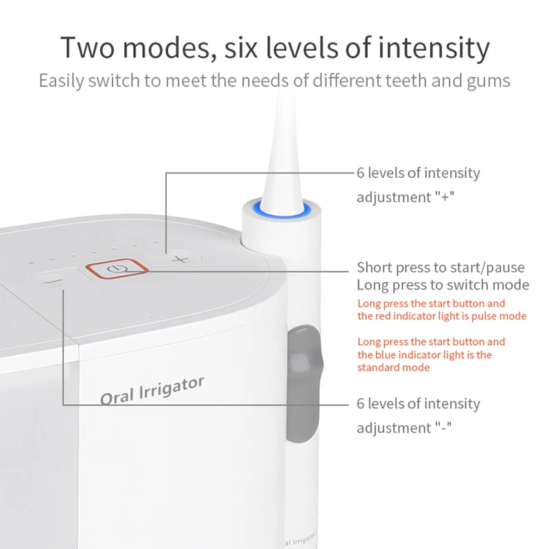 Home Use Large Water Cordless Tooth Cleaner Ultrasonic Water Flosser High Frequency For Family