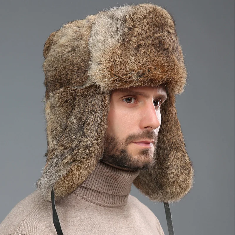 Windproof Warm Russian Hat Winter Fur Hat Earflap Winter Fur Hats for men