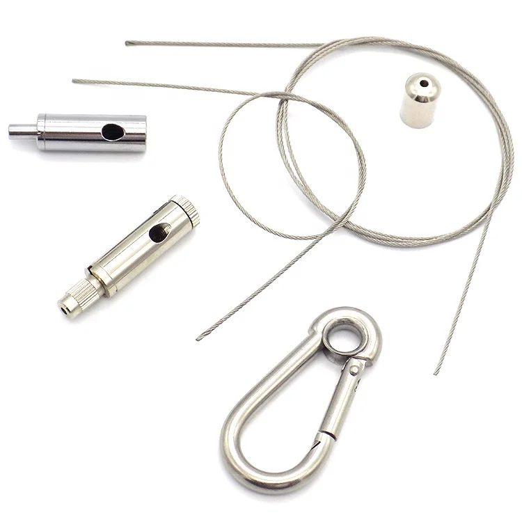 Custom 1.2mm adjustable led hanging wire lights suspension cable kit with ceiling attachment gripper