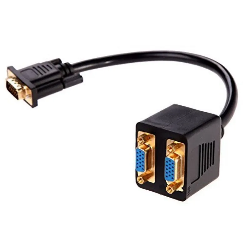 2-в-1 1in 2out Male VGA на 2 female VGA адаптер преобразователь распределения разделительный компьютерный видеокабель