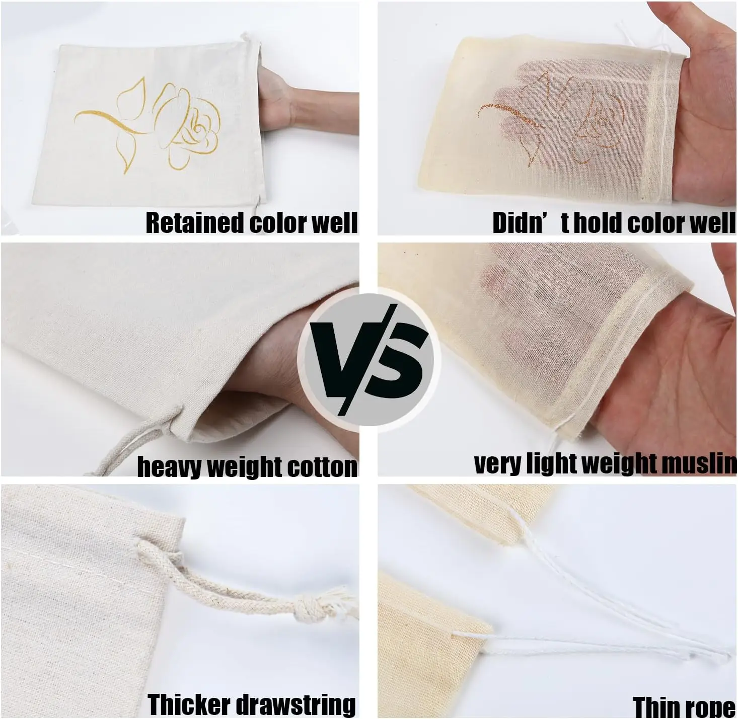 Wholesale Jewelry Home Goods Christmas Banquet Reusable Cotton String Muslin Linen Gift Bags Small Mini