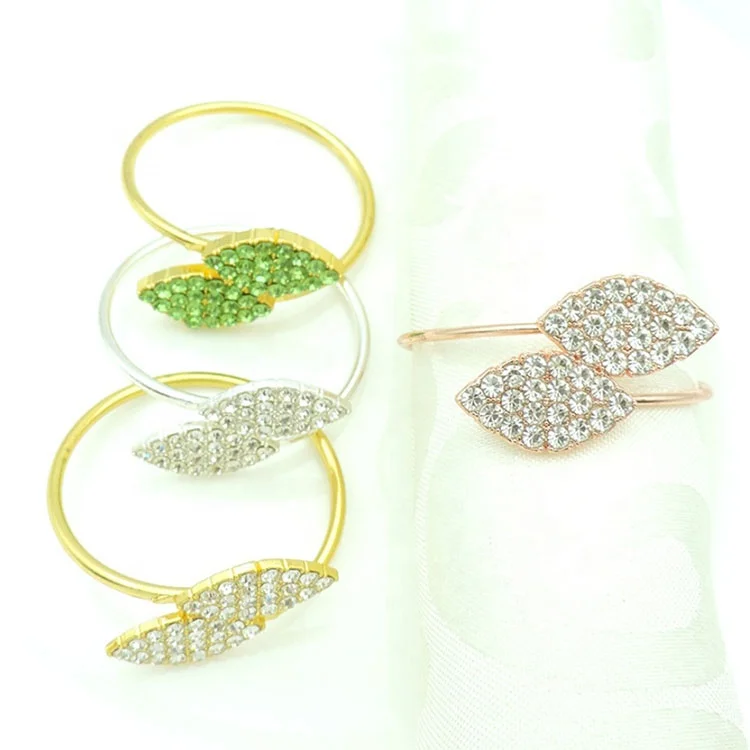 
Top Sale Shinning Diamond Stone Rose Gold Table Napkin Holder Ring 