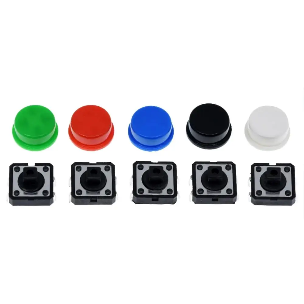 25PCS Momentary12*12*7.3MM Micro switch button + 25PCS Tact Cap(5 colors) with Case Tactile Push Button Switch