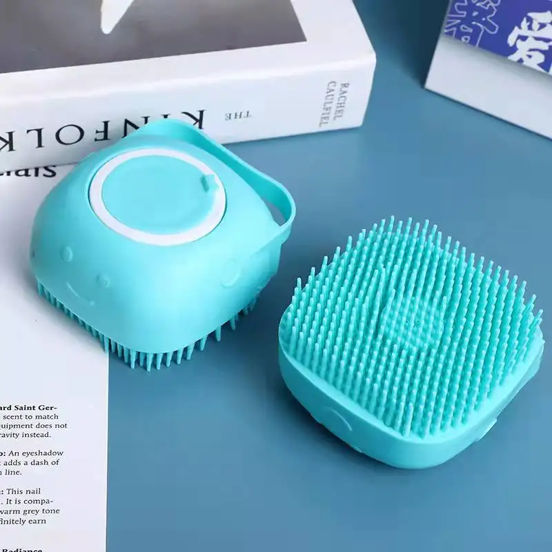 HZM Wholesale Amazon Silicone Baby Bath Brush Body Grooming Massage Brush with Shampoo Bottle Design