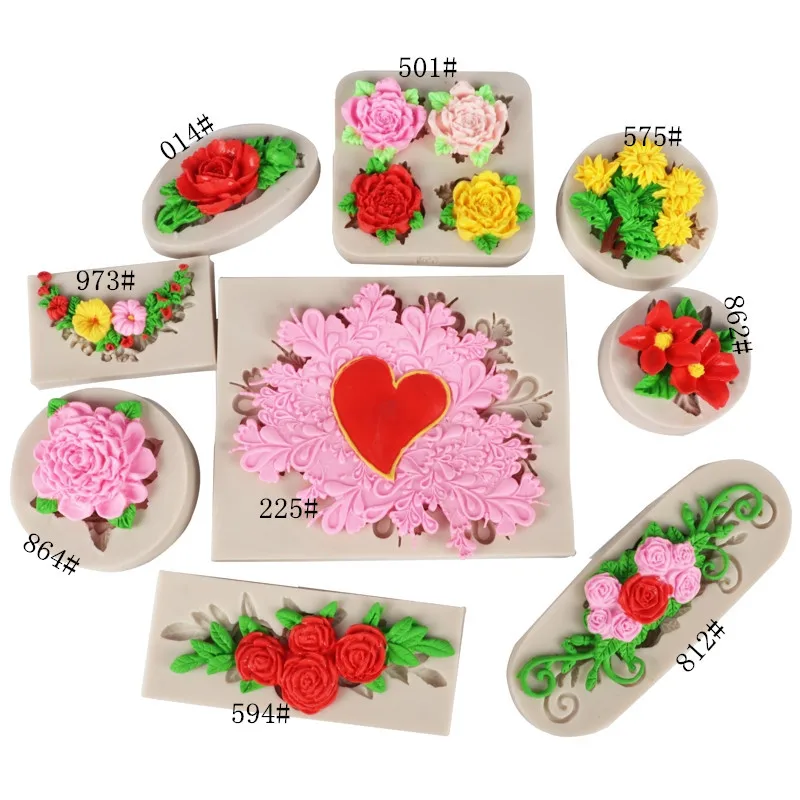 Flowers Baking Tools Silicone Mold Chocolate Fondant Cake Silicon Mold