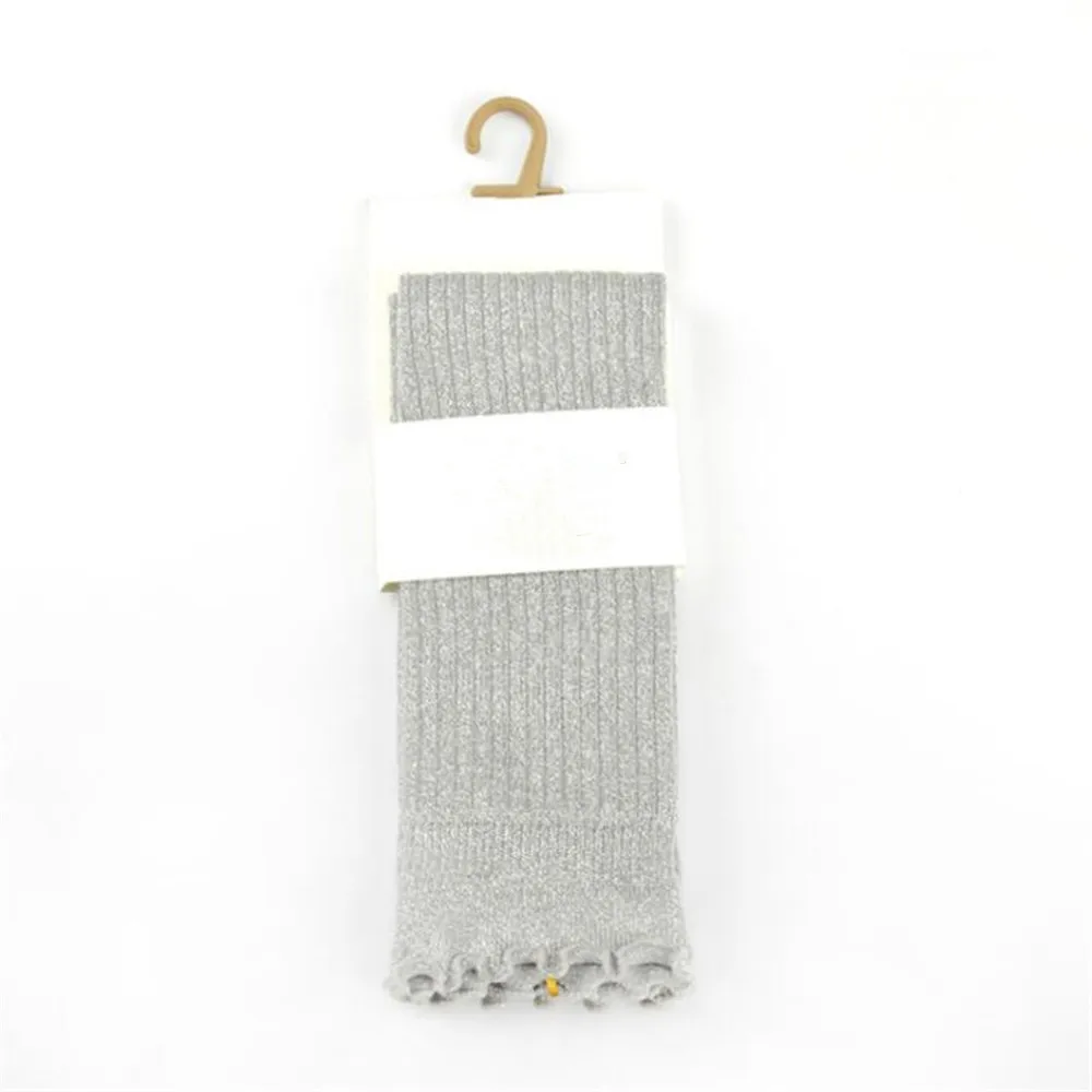 Girls Shining Glitter Cotton Ankle Socks Wrinkle Cuff Spring Crew Sport Socks Women Solid Lurex Ankle Socks