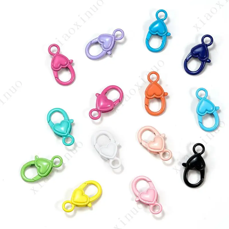 2024 new products DIY Jewelry Accessories Wholesale Peach Heart Lobster Buckle Zinc Alloy Colorful Heart Hanger Buckle Wholesale