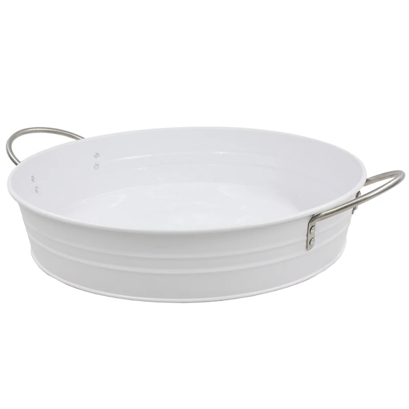 Wholesale Handmade Decorative  Kitchen Food Burger Galvanized Serving Tray With Handle