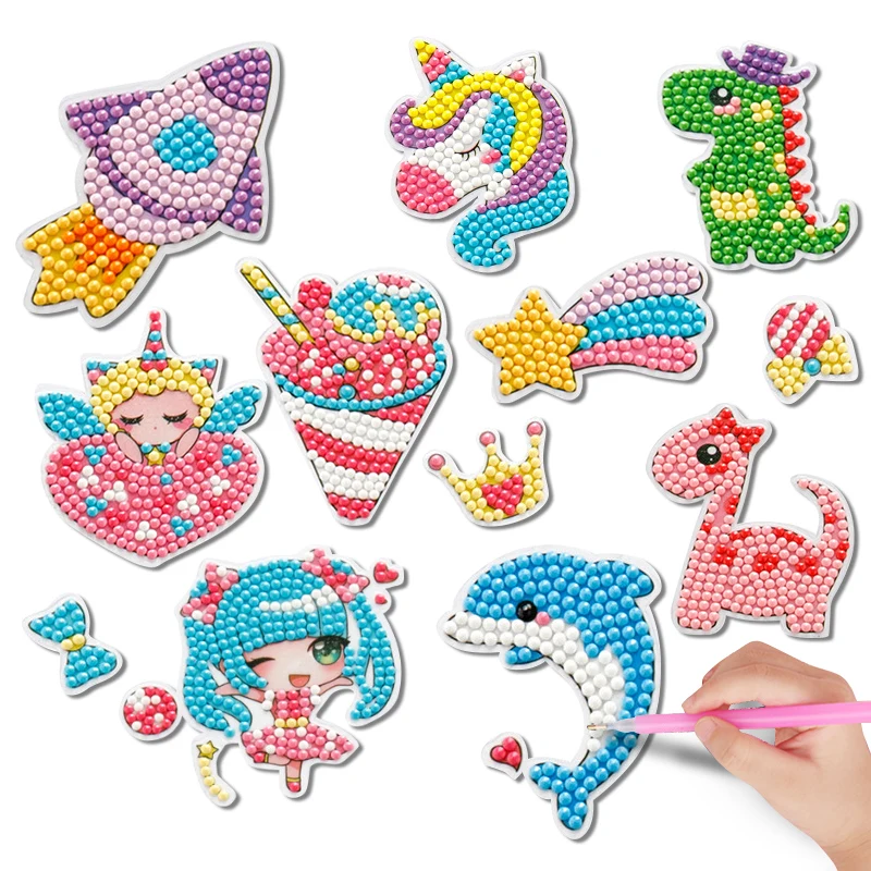 Factory Wholesale Creative DIY Diamond Children Cartoon Sticker Diamond Art Crafts Animal Sticker for Kids