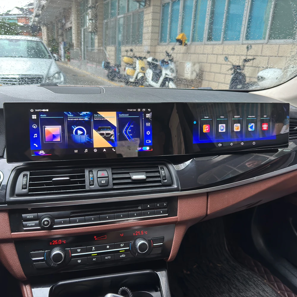 21-дюймовый двойной экран Carplay Android 13 ID8 для BMW 5 серии F10 F11 F18 2009-2017 автомобильный мультимедийный плеер GPS навигационное головное устройство