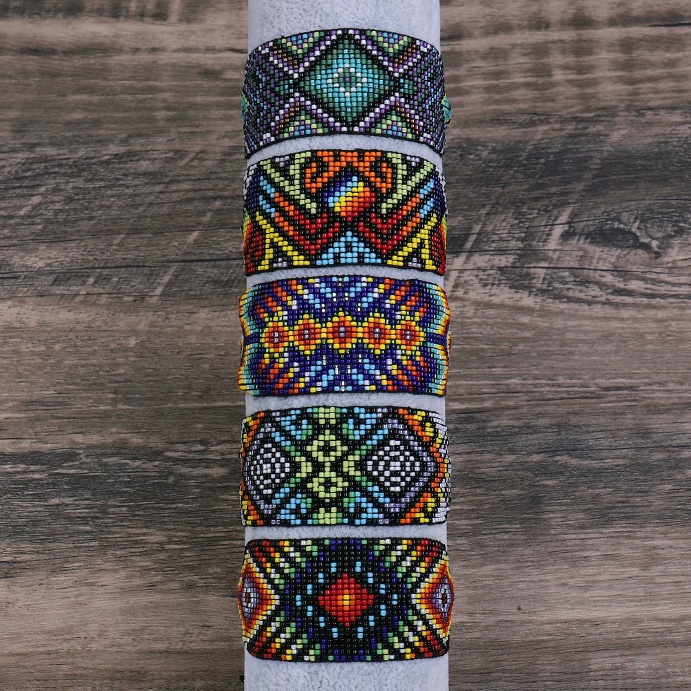 Bohemian Colorful Miyuki Bead Bracelet Miyuki Delica Handmade Beaded Eye Bracelet Seed Bead Bracelet Jewelry