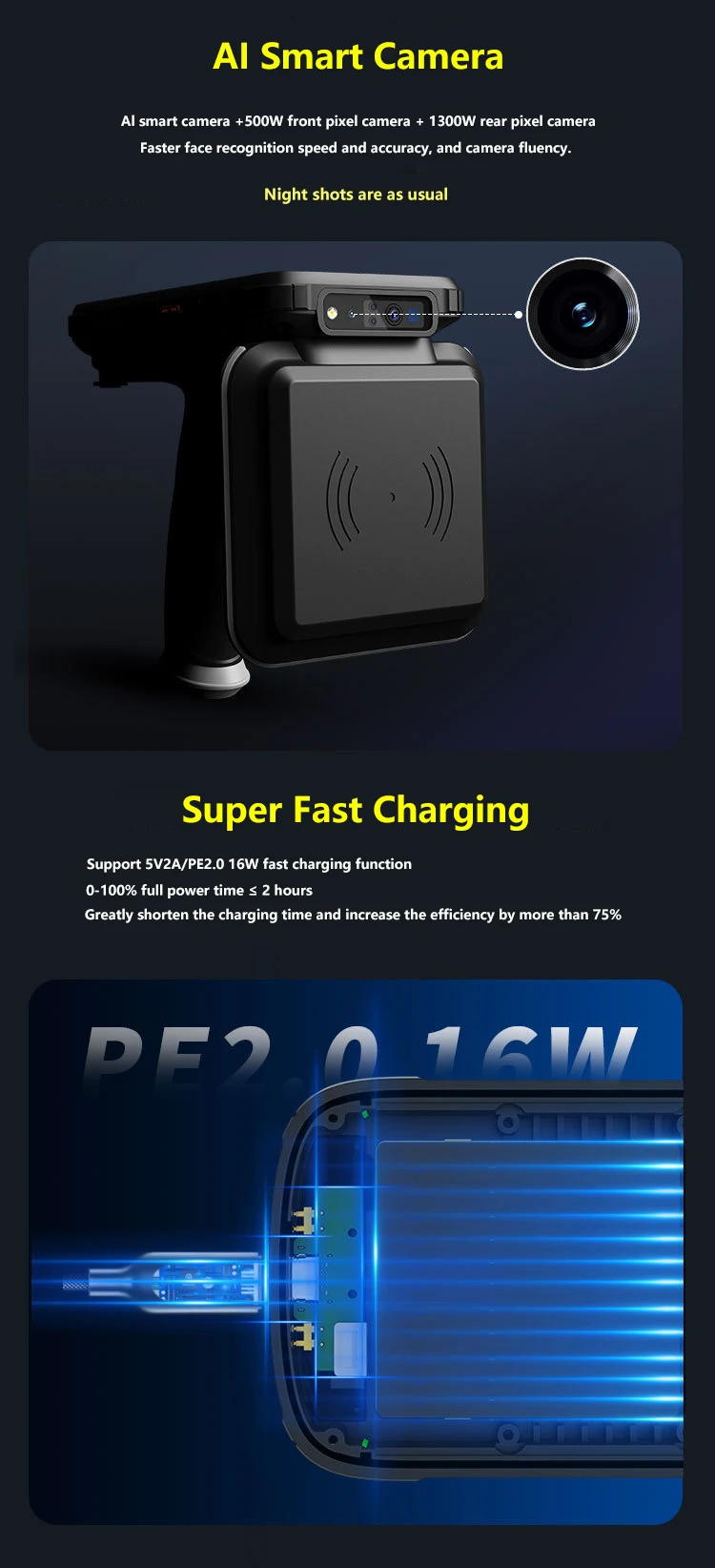  Ручной сканер штрих-кода UHF 5 дюйма 1D 2D Android GPRS