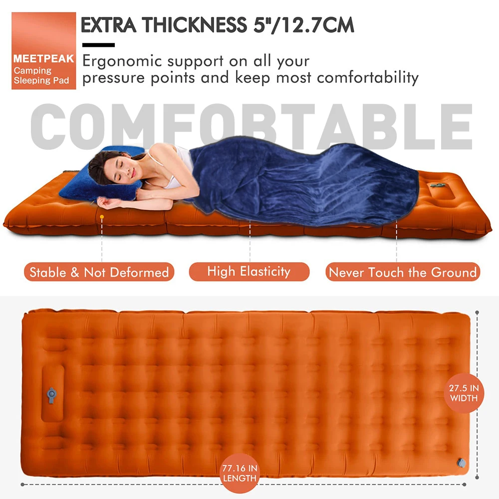 3 in 1 Set Adult Travel Flocked Inflatable Medical Hospital Mattress Sleeping Pad Car Travel Inflatable Mattress Air Bed