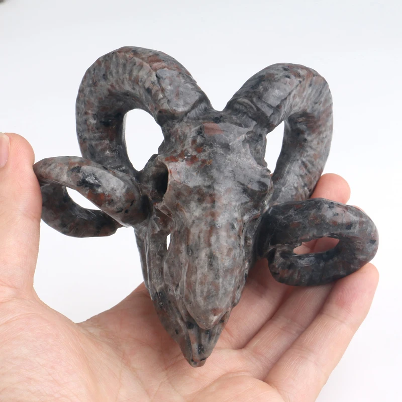 DIY natural crystal carving yooperllite ram skulls crystal skulls