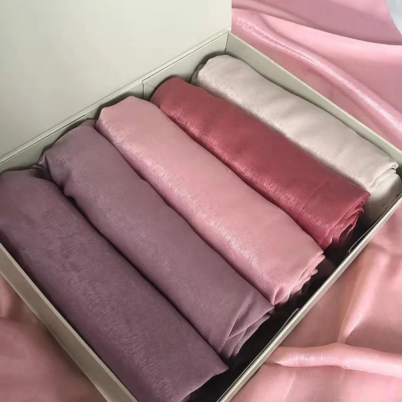 JYL Long Hijab 46 Colors Women Soft Velvet Satin Silk Shawl Beautiful Plain Colors Head Scarves