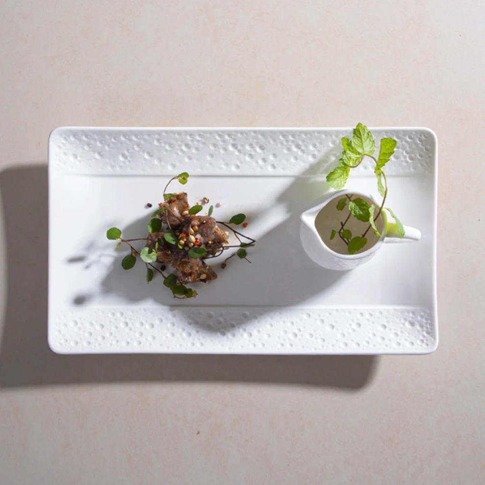 Horeca Platos Restaurante Ceramic Food Tray Dinnerware Set 17 Inch European Fine Porcelains Bright Rectangle Porcelain Platter