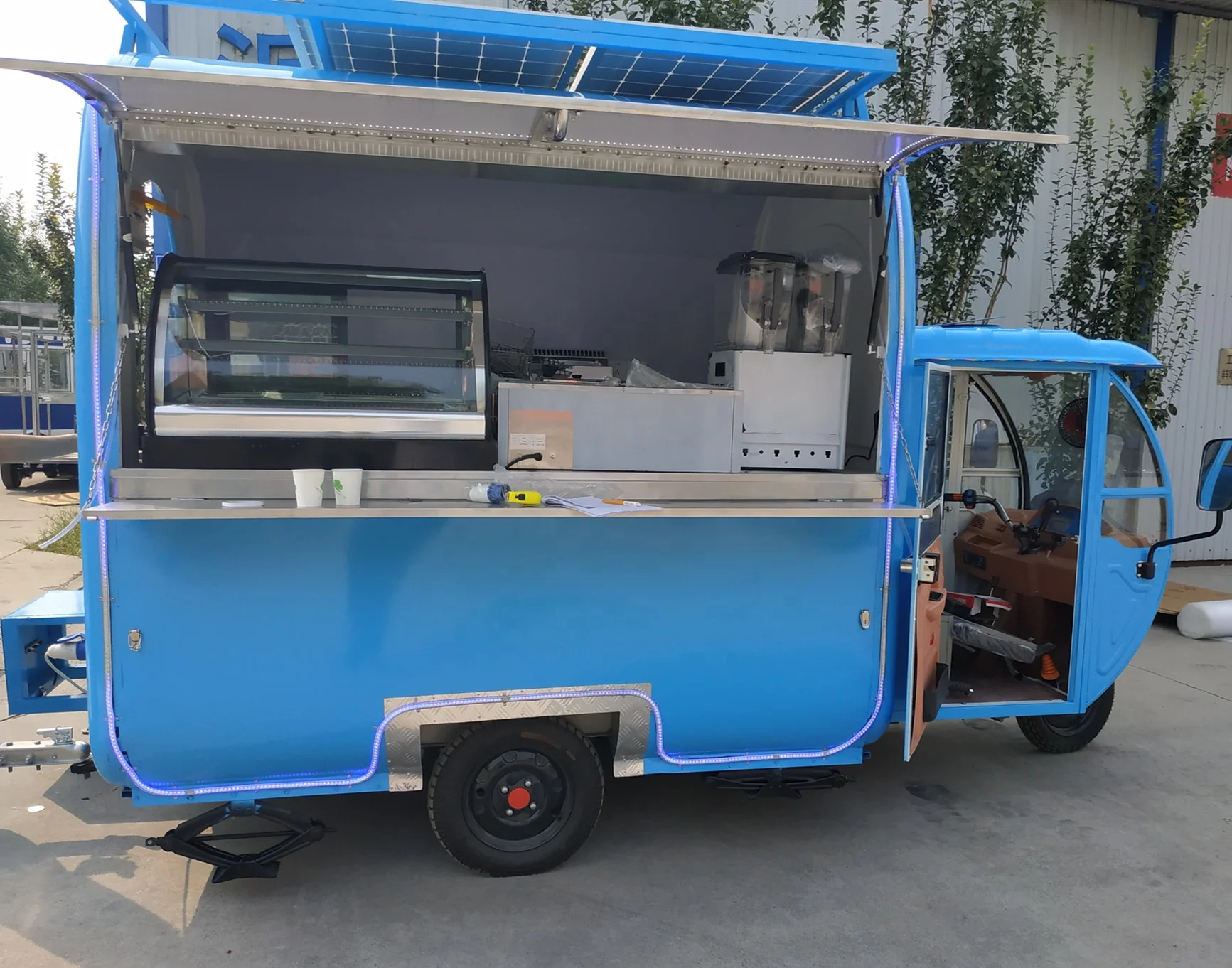 solar panel 3 wheels Electric mobile tricycle food truck food cart