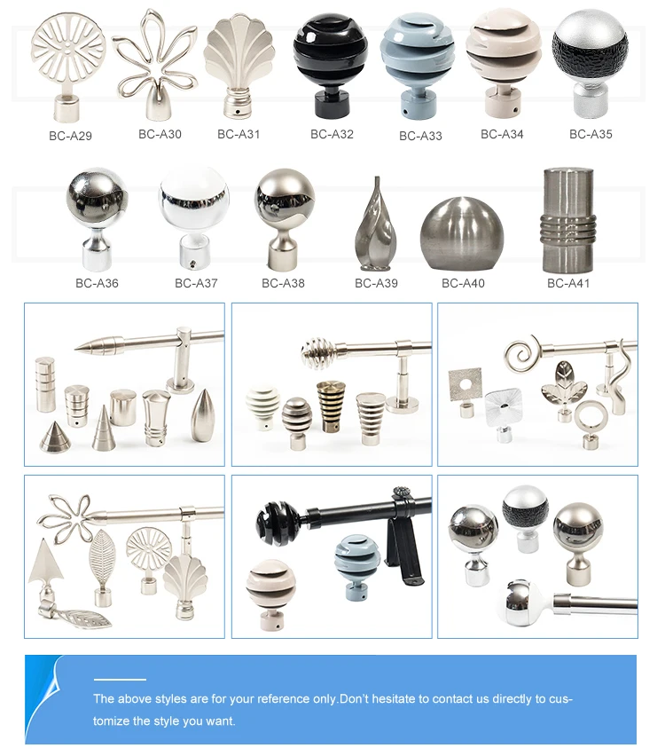 Factory Direct Curtain Accessories Pole Finials Arrow Curtain Rod Finials Aluminium Curtain Rod Set