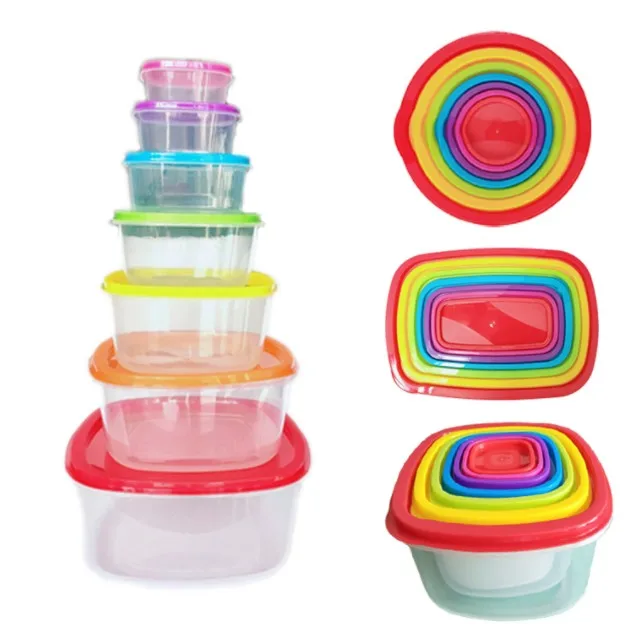 Набор радужных чипсов из 7 предметов, коробка для хранения холодильника, коробка для еды с крышкой