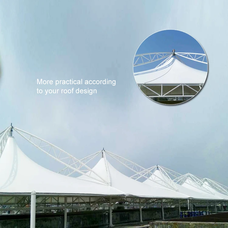 Eco-friendly building materials pvdf membranes space truss space frame steel stadium tensile fabric roof truss