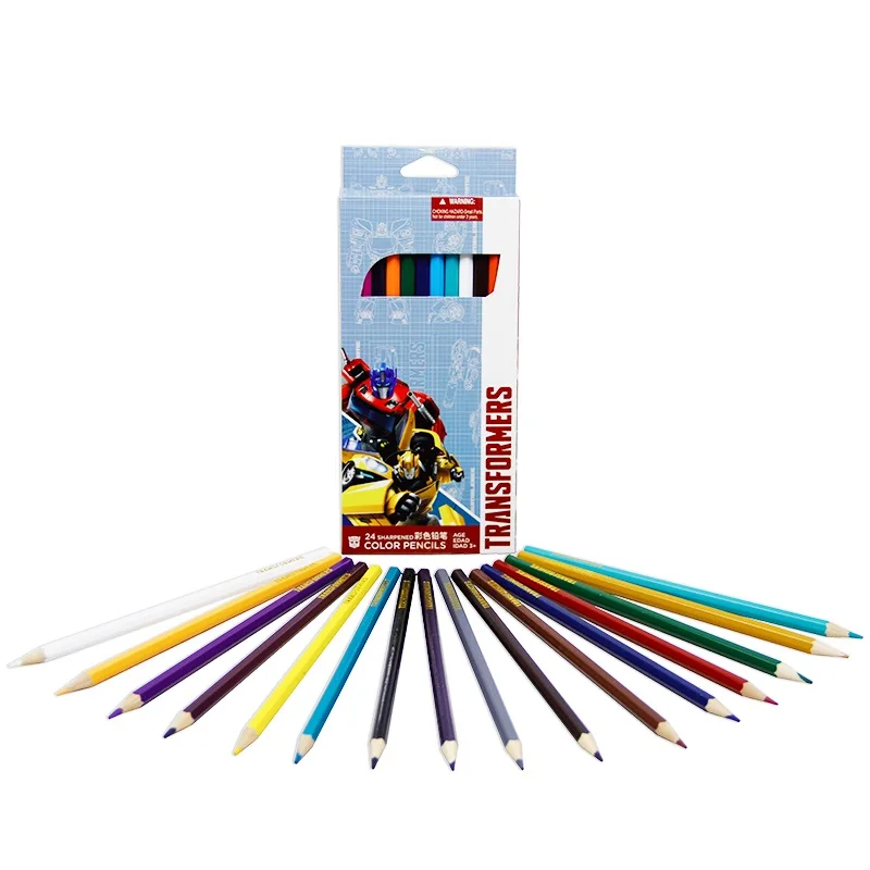 wholesale 24 color natural wooden pencils set for kids study and painting