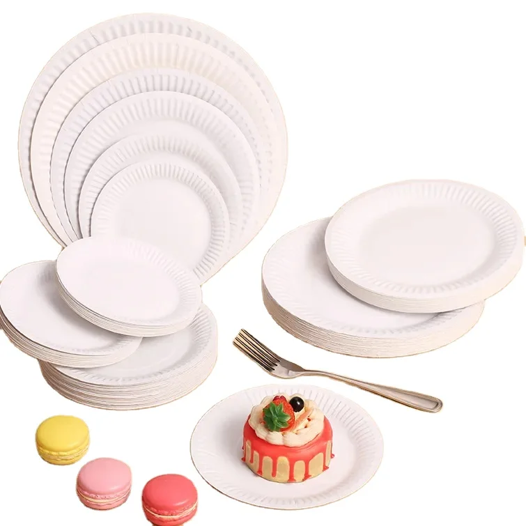Disposable round white card birthday cake paper tray design your own paper plates for christmas day