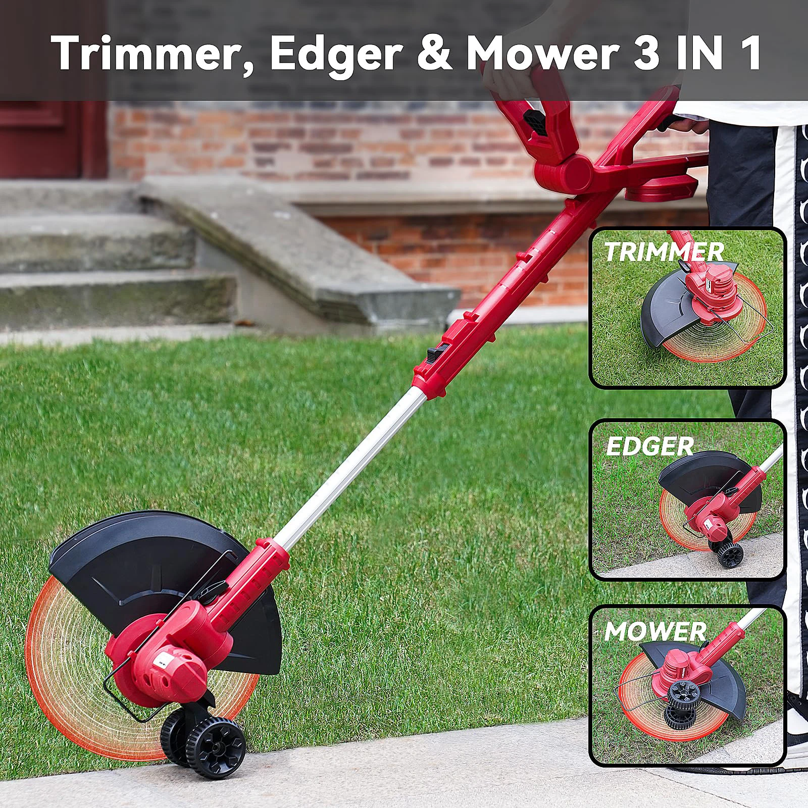 Electric String Trimmer for Lawn Mower & Grass Trimmer Long Battery Life Fast Charging Lawn Edging Weed Cutting