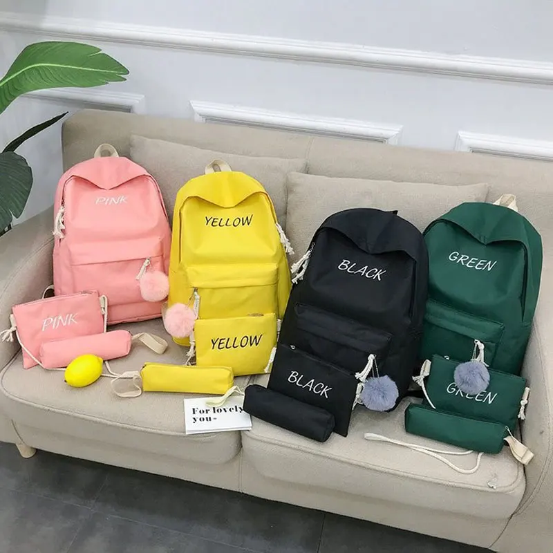 Custom Logo Value set 3-piece-set shoulder bag pencil bag backpack Junior high school students school bag candy color backpack