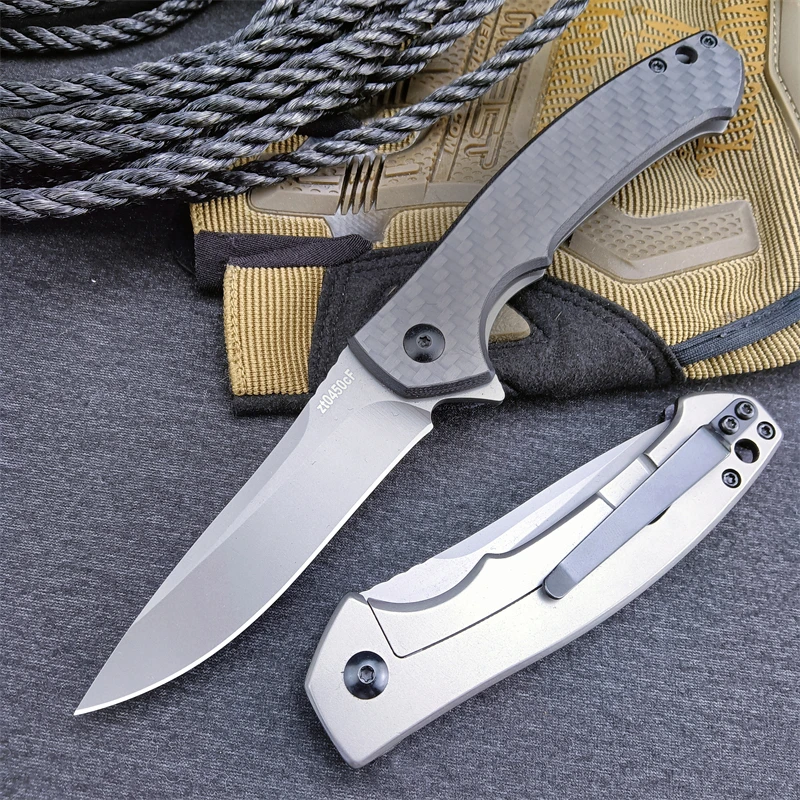 ZT 0450 Carbon fiber Outdoor Tactical Folding Pocket Knife Survival Camping Hunting knives