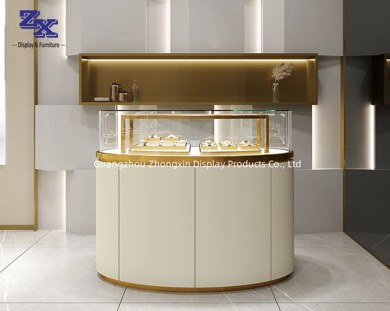 Jewelry showroom oval display showcase counter jewelry cabinet factory for jewelry display