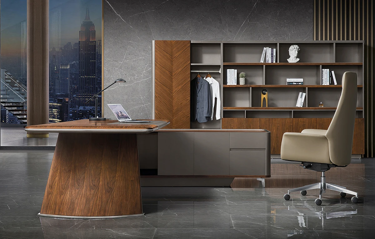 Guangdong High-end home office room bookcase with sliding door modern wooden filing storage cabinet