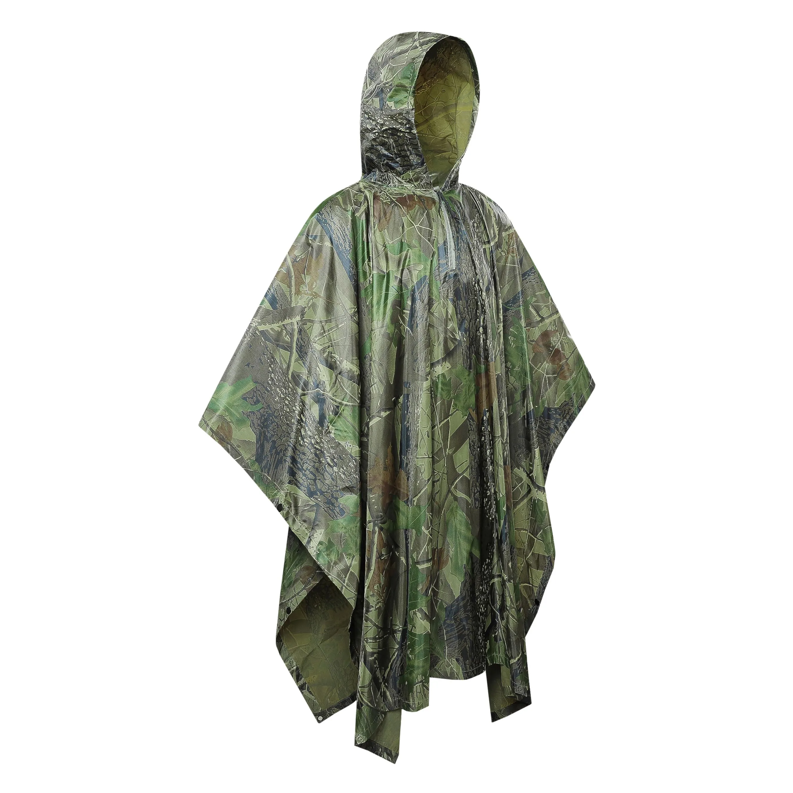 Camouflage Hooded Raincoat Travel Camping Coat Camo Poncho Coating PVC Custom Logo Rain Ponchos
