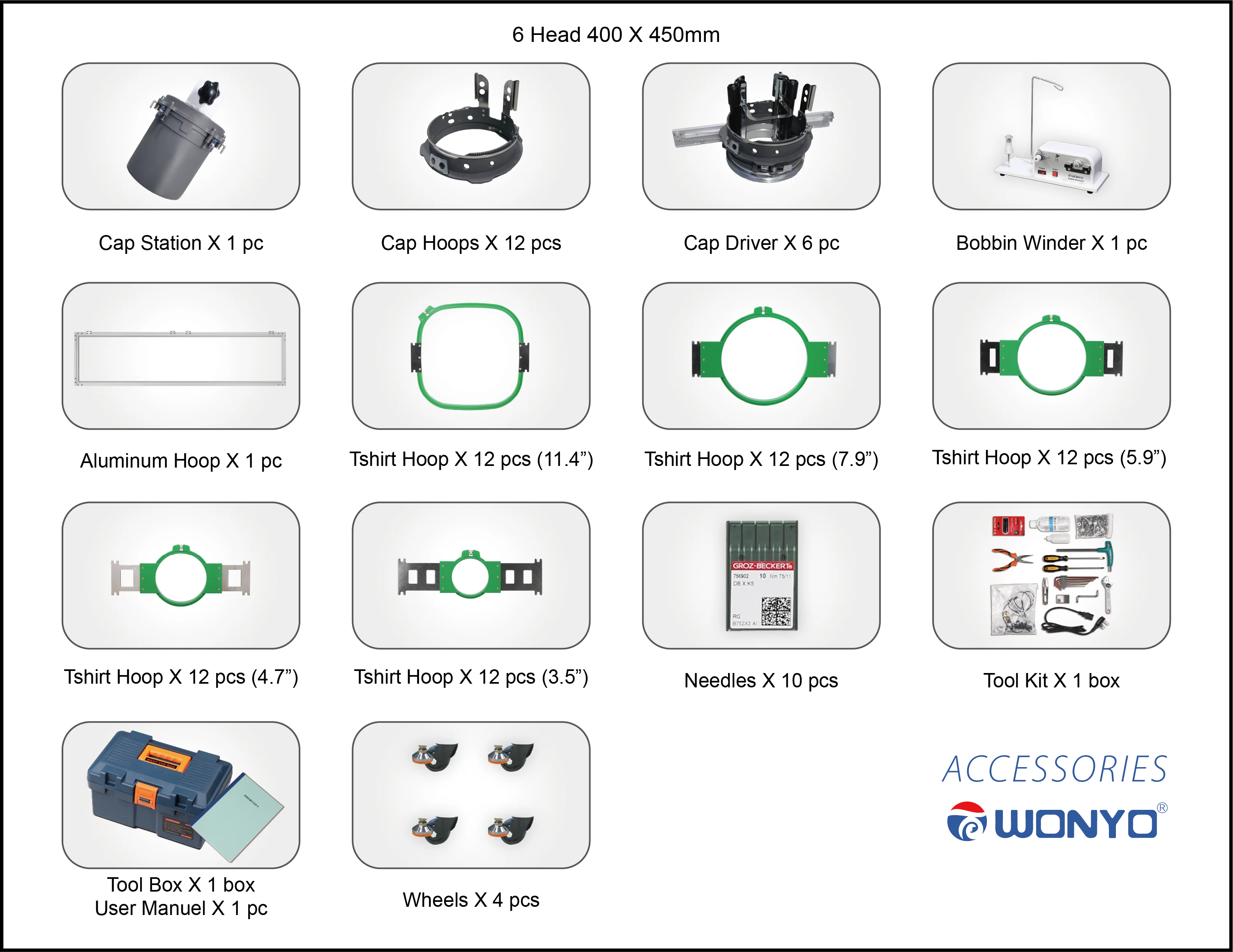 WONYO/Tajima 6 head Computerized Embroidery Machine Price China factory