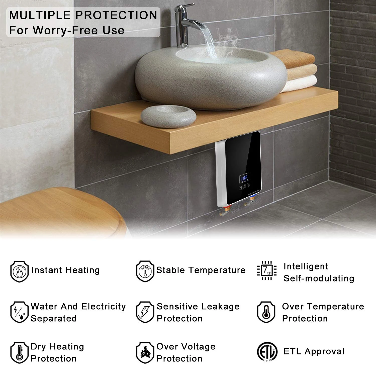 Zhen Ang 8500W  Energy Saving smart bathroom Electric heating shower instant Water Heater Sell To Poland