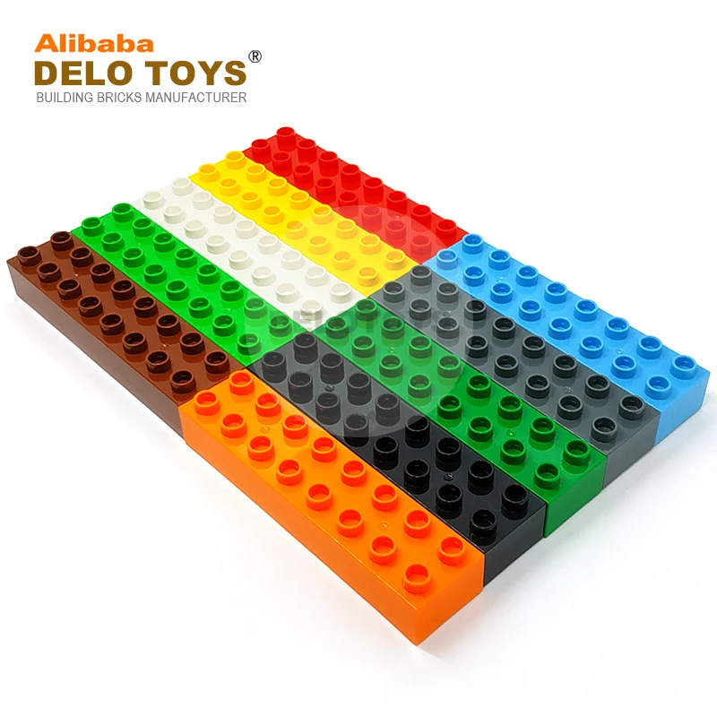 DELO TOYS  ( 12 Colors )  China marketplace construction blocks toy OEM  2 x 8  Plastic Building brick block 2*8  (JC005)