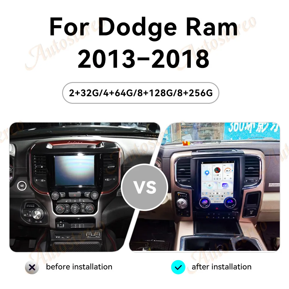 9.7 Inch Carplay For Dodge Ram 2013-2018 Car Radio Multimedia Auto Wireless HD Touch Screen GPS Navig Head Unit