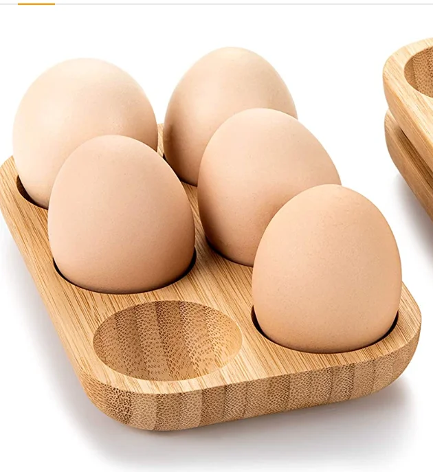 Mini Bamboo wood Egg Tray Set (18 Holes), 3 small Racks,Premium Rustic  Holder For Deviled ,Usable in Kitchen