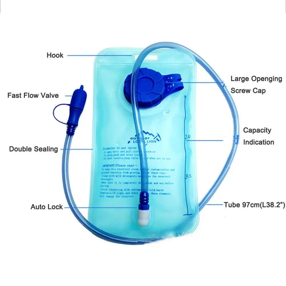 1.5L Hydration Bladder,Water Bladder Water Reservoir Bag for Hiking Climbing Cycling Running Outdoor Sports DRD-006