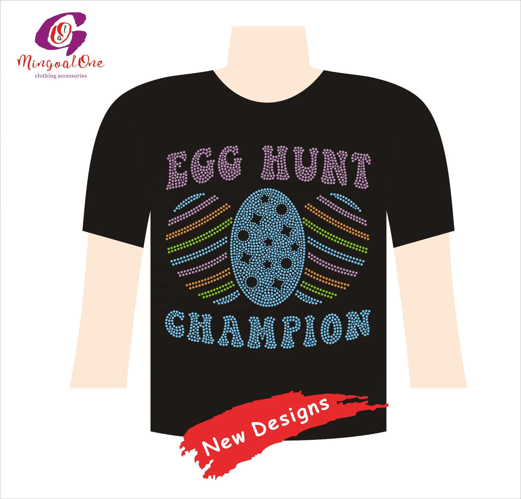 Wholesale Price Bling Happy Easter Holiday Letters Rhinestone Heat Transfer LOVE Easter Logo Rhinestone Transfer for T Shirt