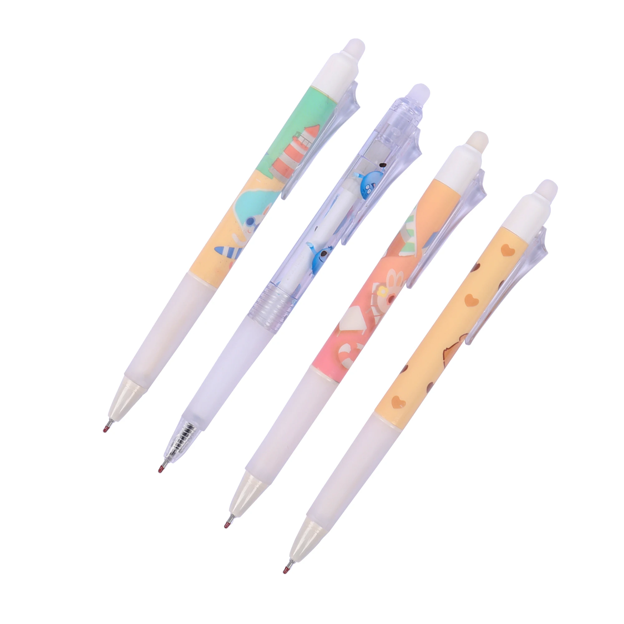 wholesale printing  eraser gel pen embossing grip cute pen with eraser on the top