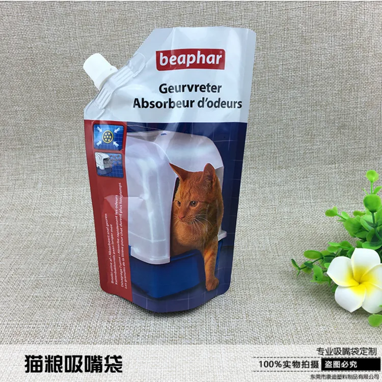 Colorful 400g plastic stand up spout pouch for cat litter pet food Solid particles