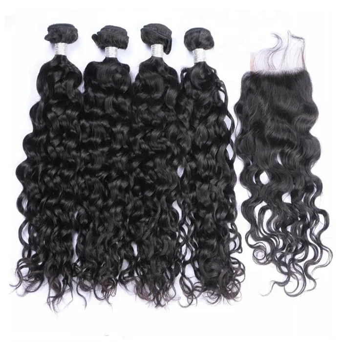 
In Stock Wholesale Malaysian Curly Human Virgin Hair Bundle With Lace Closure For Black Women 