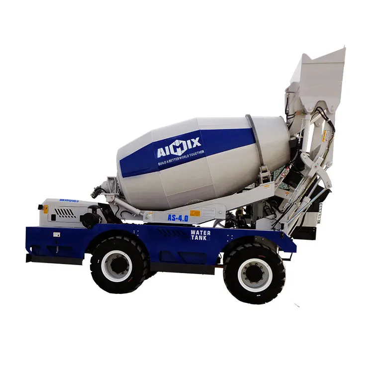 4 cbm self leveling concrete mixer truck self loading concrete transport mixer